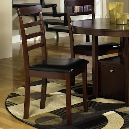 Ladderback Dining Chair with Brown Vinyl Seat